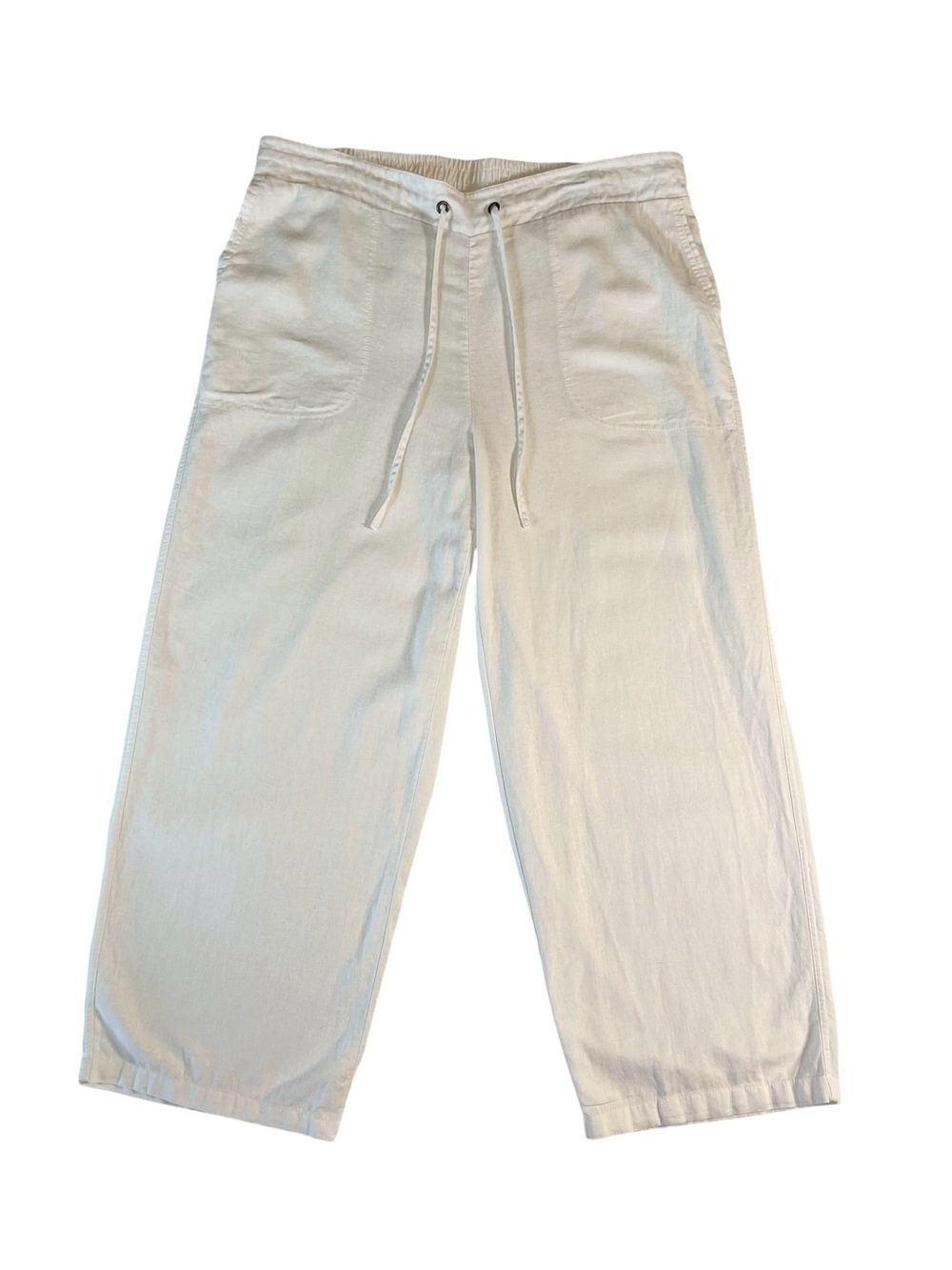 Westport White Straight Leg Linen Blend Drawstring Pants Size 1X